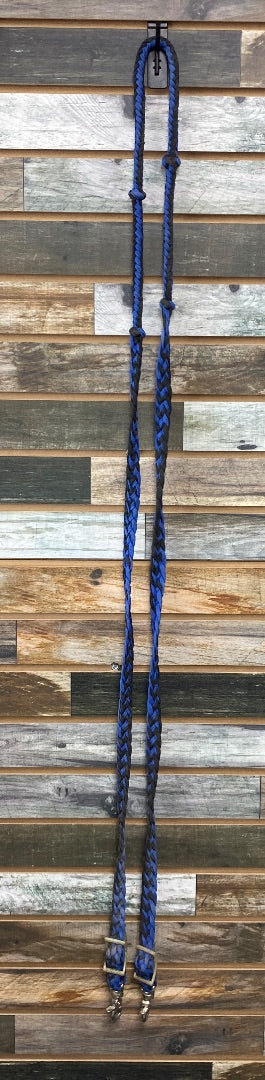 USED  Western Barrel Reins with Snaps  Black/Blue