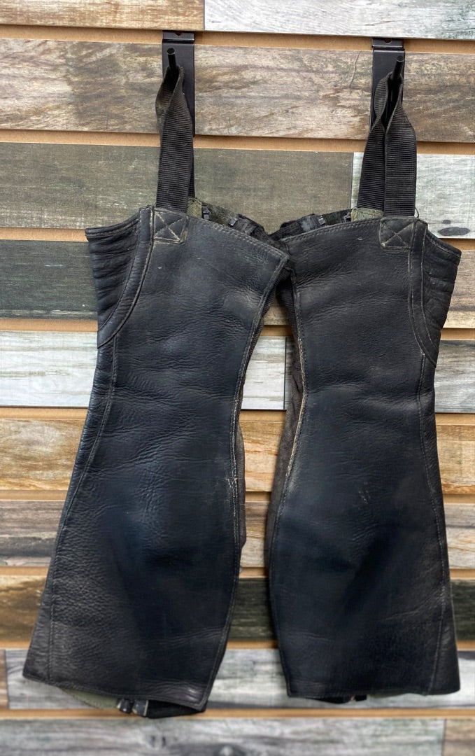 USED Ariat Ariat Black Leather Half Chaps Standard Black