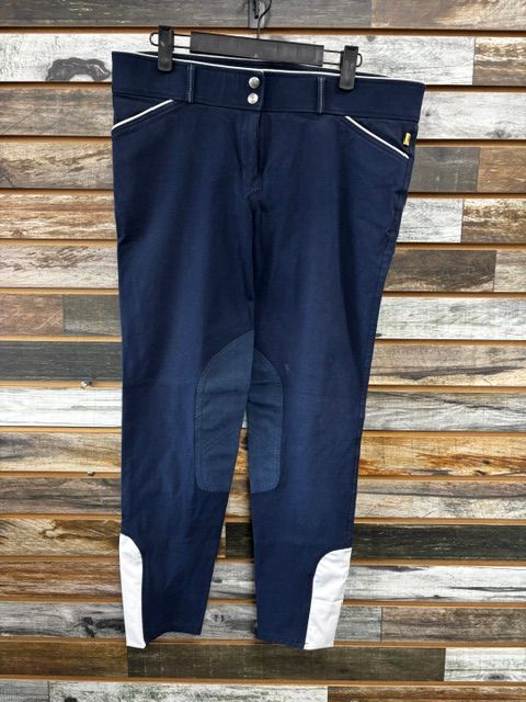 USED Devon-Aire Knee Patch Breeches 32 Navy/White