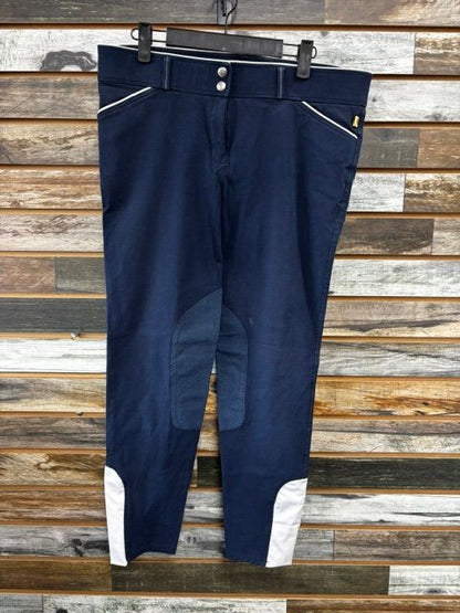 USED Devon-Aire Knee Patch Breeches 32 Navy/White