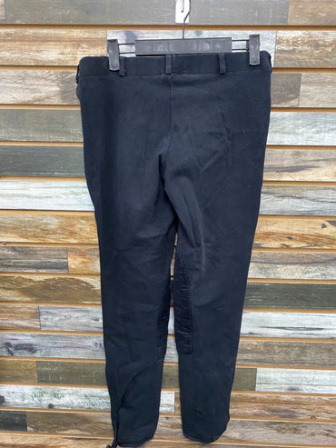 USED Tuffrider Low Rise Pull On Knee Patch Breech 30 Black