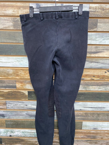 USED Tuffrider Low Rise Pull On Knee Patch Breech 30 Black