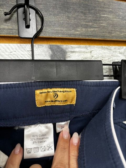USED Devon-Aire Knee Patch Breeches 32 Navy/White