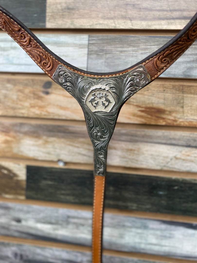 USED Circle Y Western Pleasure Show Saddle with Breast Collar and Cinch 16" Light Oil