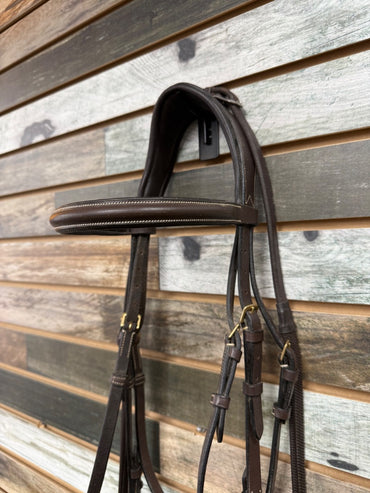 USED Eponia Plain Padded Bridle with Bit and Reins Full Havana