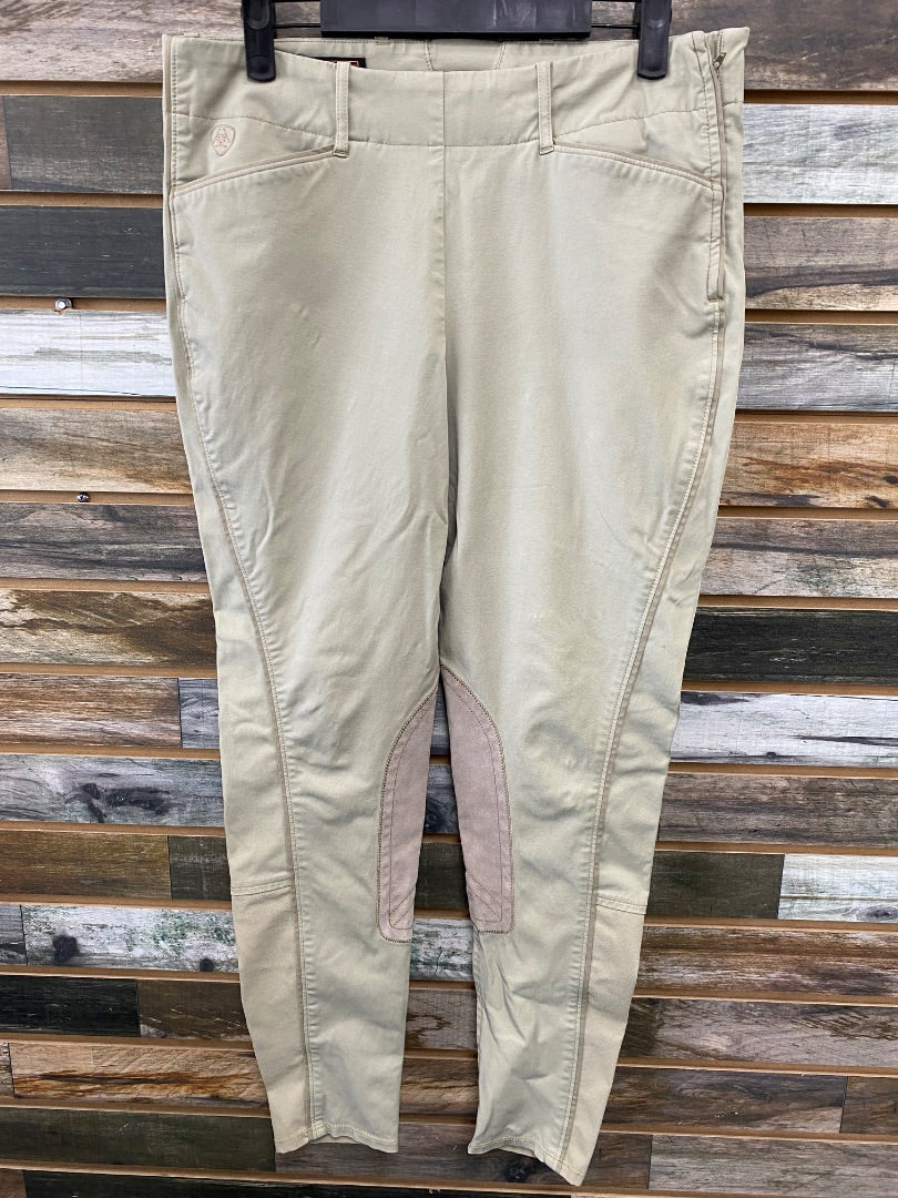 USED Ariat All Circuit Ladies Side zip Kneepatch Breech 30L Tan