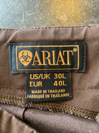 USED Ariat All Circuit Ladies Side zip Kneepatch Breech 30L Brown