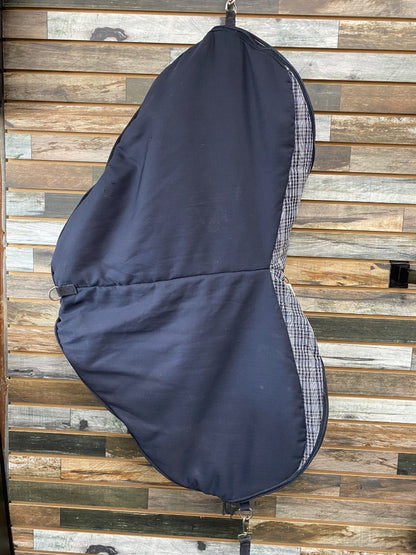 USED  English Saddle Carrier  Blue/White Plaid