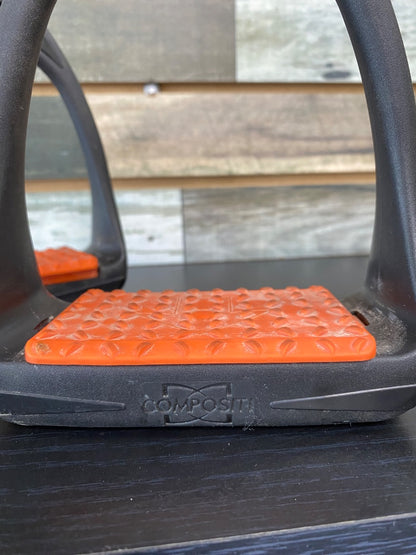 USED Compositi English Stirrups 5" Black/Orange