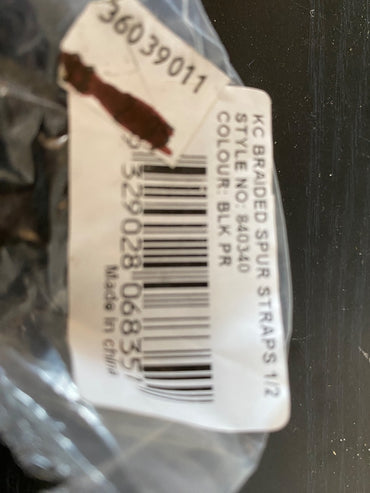 USED  Braided 1/2" Spur Straps  Black