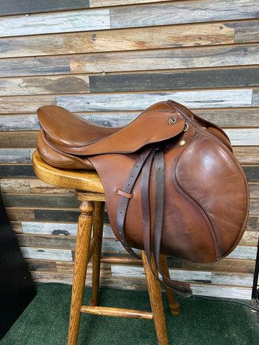 USED Keiffer Arlene Jump Saddle with Stirrup Leathers 17" Chestnut