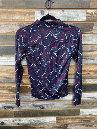 USED Ariat Youth English Riding top Medium/10 Red/White/Blue Bit Pattern