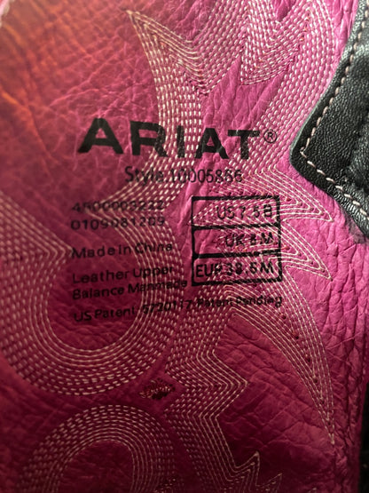 USED Ariat Ladies  Western Boots 7.5 Pink/Black