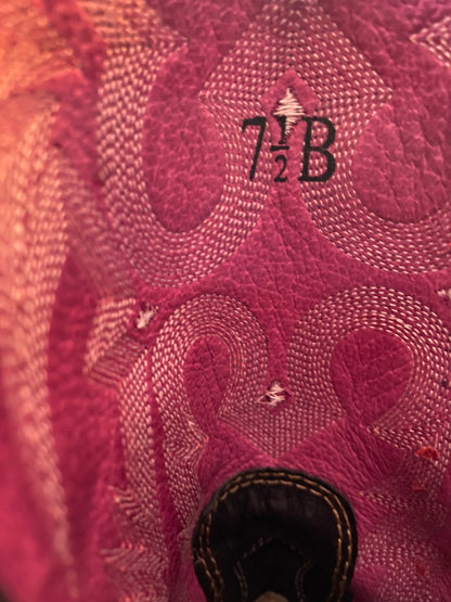 USED Ariat Ladies  Western Boots 7.5 Pink/Black