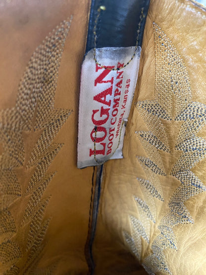 USED Logan Ladies Western Boots 7.5 Black Ostrich Leather