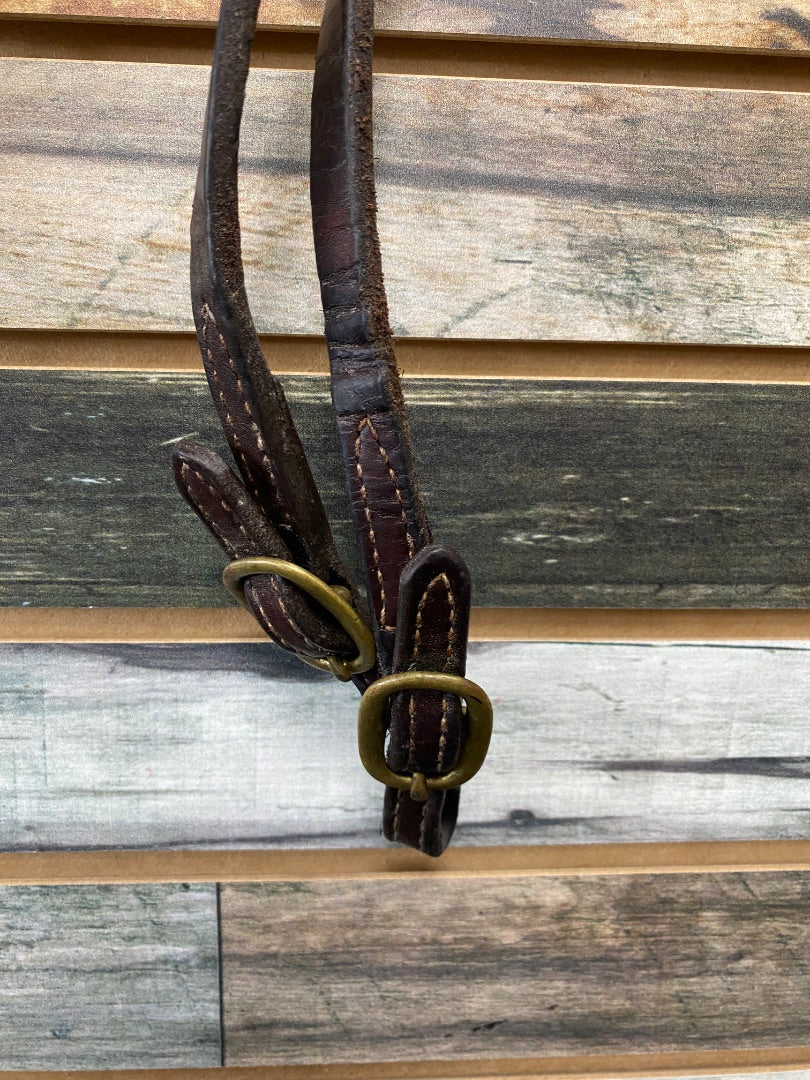 USED  Western Split Reins with Brass Buckle Ends  Dark OIl
