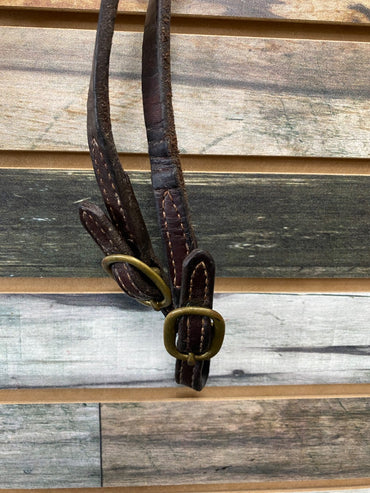 USED  Western Split Reins with Brass Buckle Ends  Dark OIl