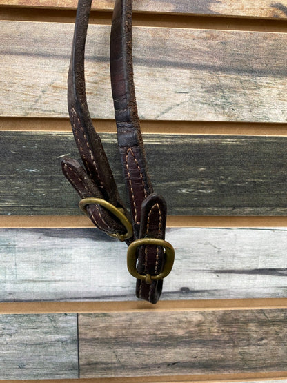 USED  Western Split Reins with Brass Buckle Ends  Dark OIl
