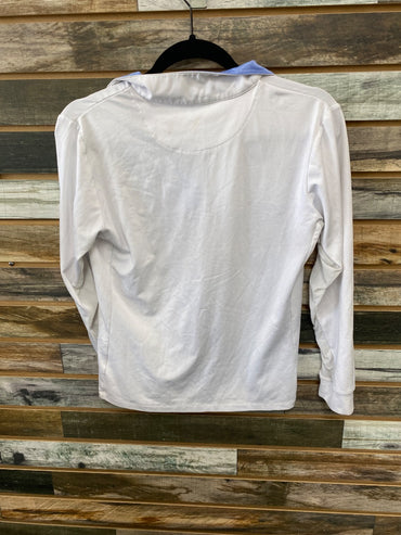 USED Romph Youth Long Sleeve Show Shirt XL White/ Blue Collar