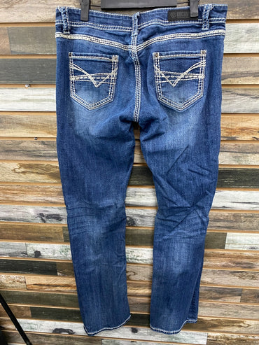 USED Rock N Roll Ladies Midrise Riding Jeans 31x34 Demin