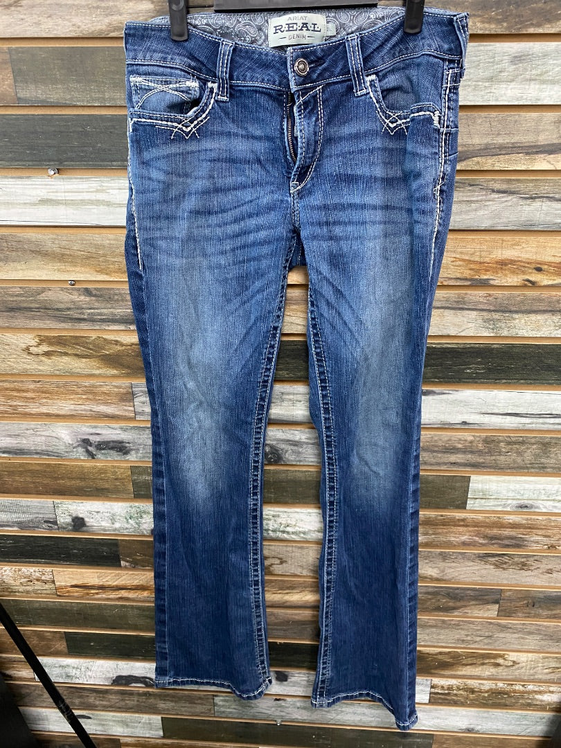 USED Ariat Ladies Straight Leg Western Jeans 31L Demin