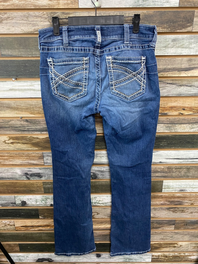 USED Ariat Ladies Straight Leg Western Jeans 31L Demin