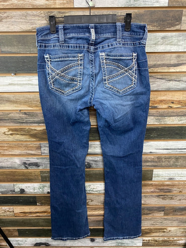 USED Ariat Ladies Straight Leg Western Jeans 31L Demin
