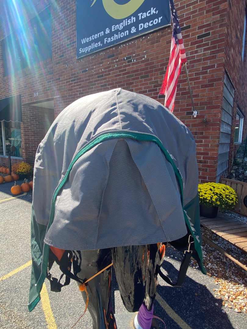 USED Riders International Heavy Weight Turnout Blanket 82" Green/Grey