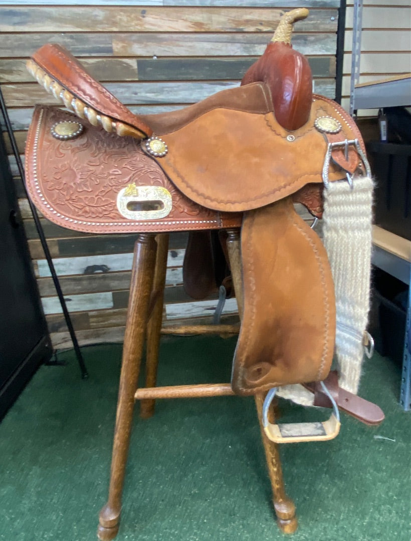 USED Hereford Tex Tan Barrel Saddle 15" Seat 7" Gullet Medium and Light Oil