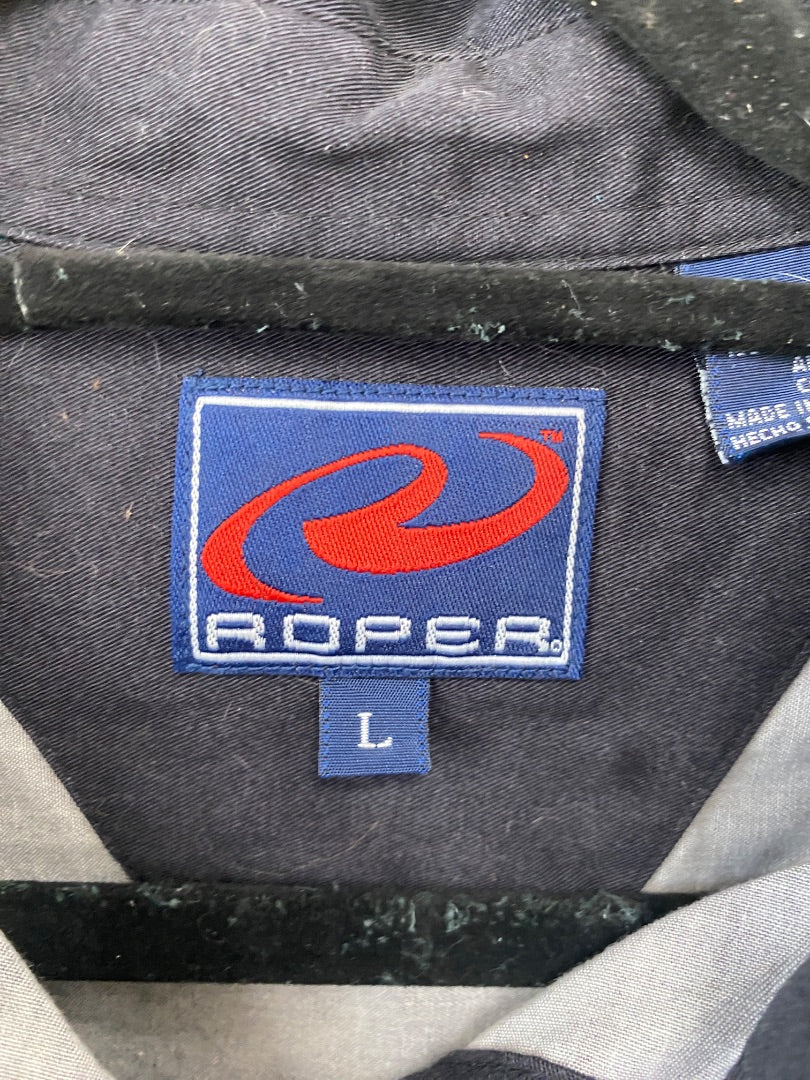 USED Roper Pearl Snap Large Black/Blue/White