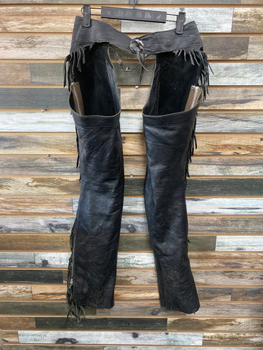 USED  Chaps w/ Fringe  Black
