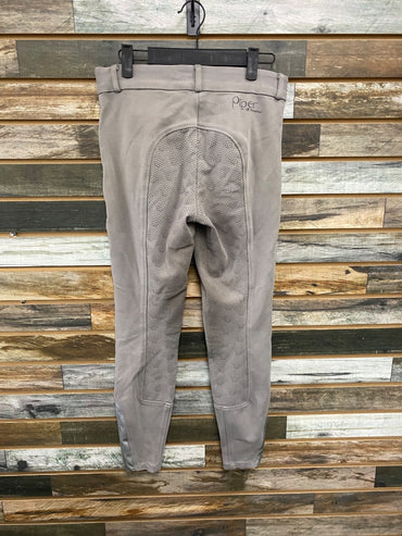 USED Smartpak Piper Ladies Fullseat Breech 28 Grey/ Light Blue Trim