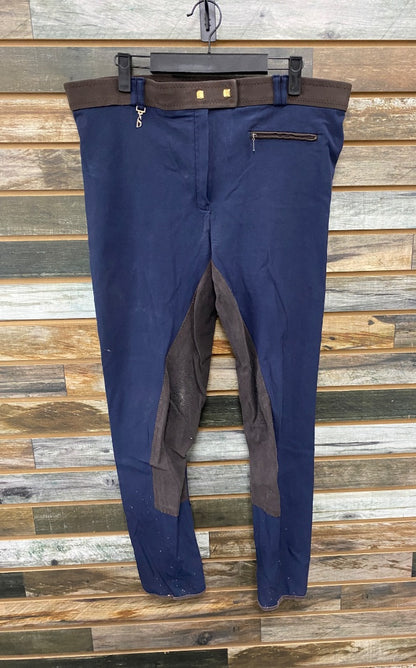 USED Schoeller Ladies English  Fullseat Breeches 28 Navy/Brown
