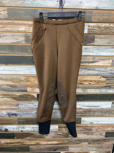 USED Tuffrider Ladies Fleece Lined Knee Patch Tight 28 Brown