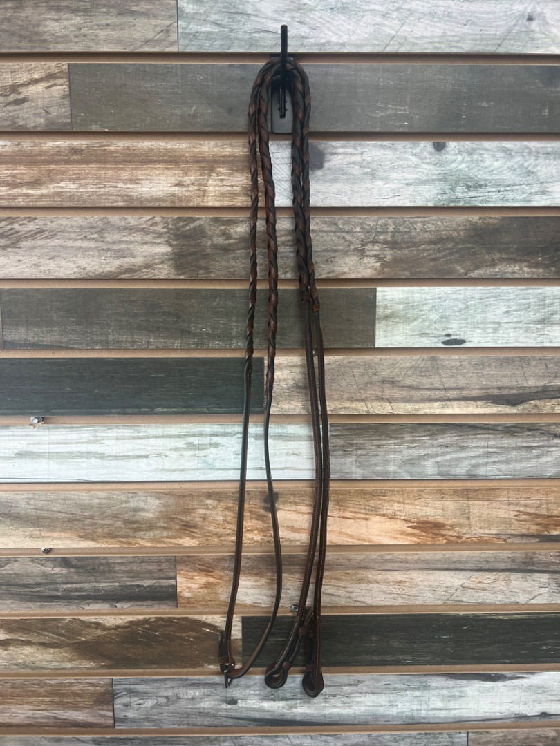 USED Crosby Fancy Stitched Braided Reins 54" Australian Nut