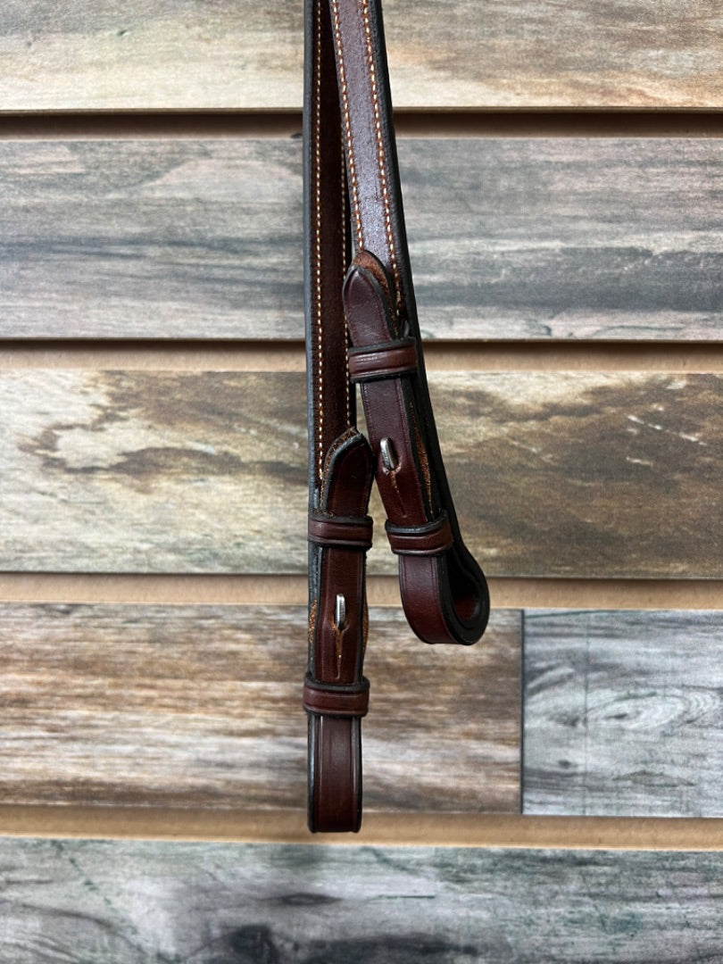 USED Crosby Fancy Stitched Braided Reins 54" Australian Nut