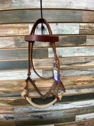 USED Cowboy Tack Side Pull with Rope Nose Full Chesnut