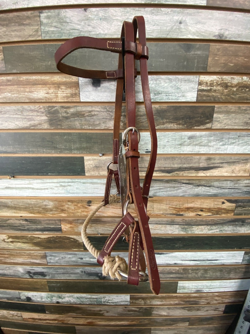 USED Cowboy Tack Side Pull with Rope Nose Full Chesnut