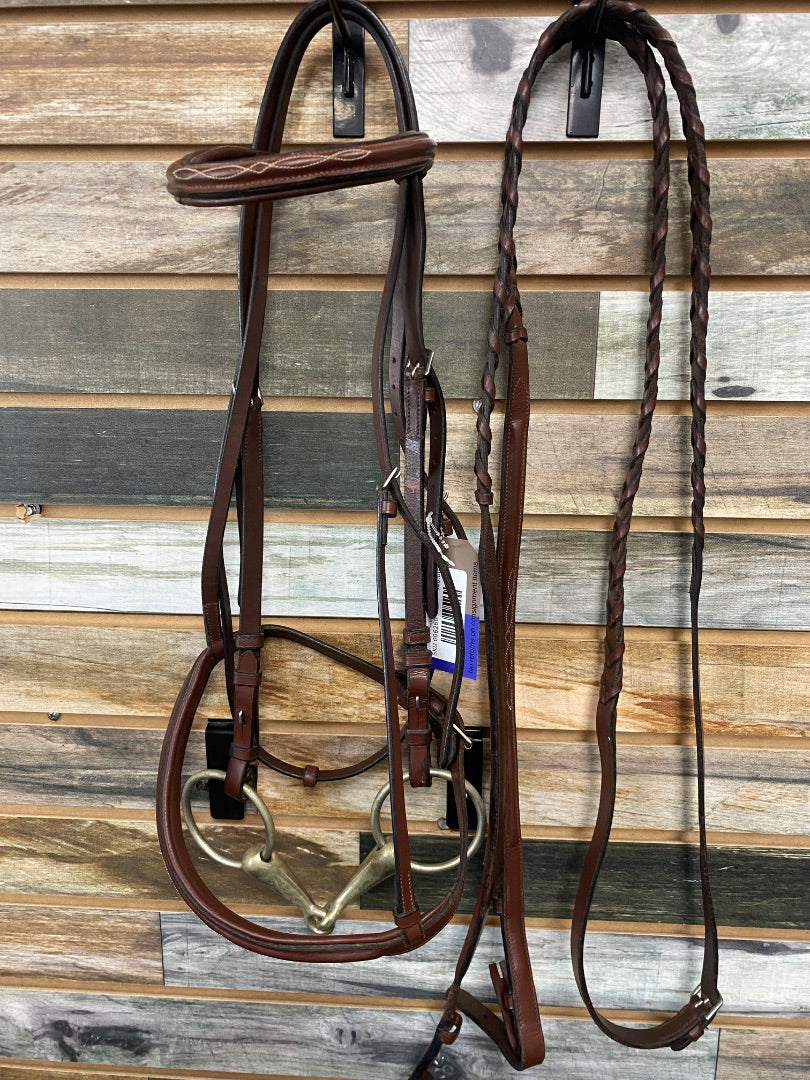 USED  Camelot Fancy Stitched English Bridle w Fancy Stiched Reins  Brown