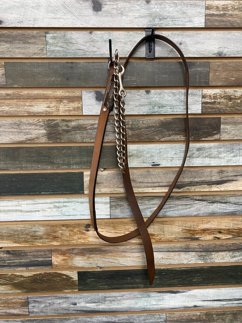 USED  Leather Lead W Stud Chain  Light Oil