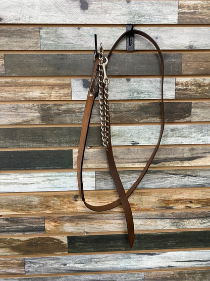USED  Leather Lead W Stud Chain  Light Oil