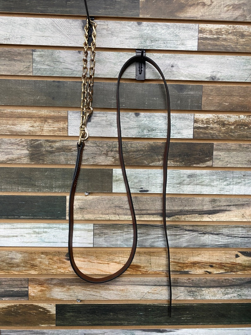 USED  Leather Lead w/ Chain  Chesnut