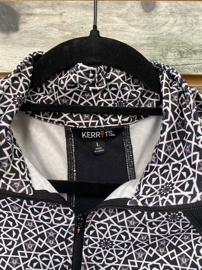USED Kerrits LS Quarter Zip Large Black/White Pattern