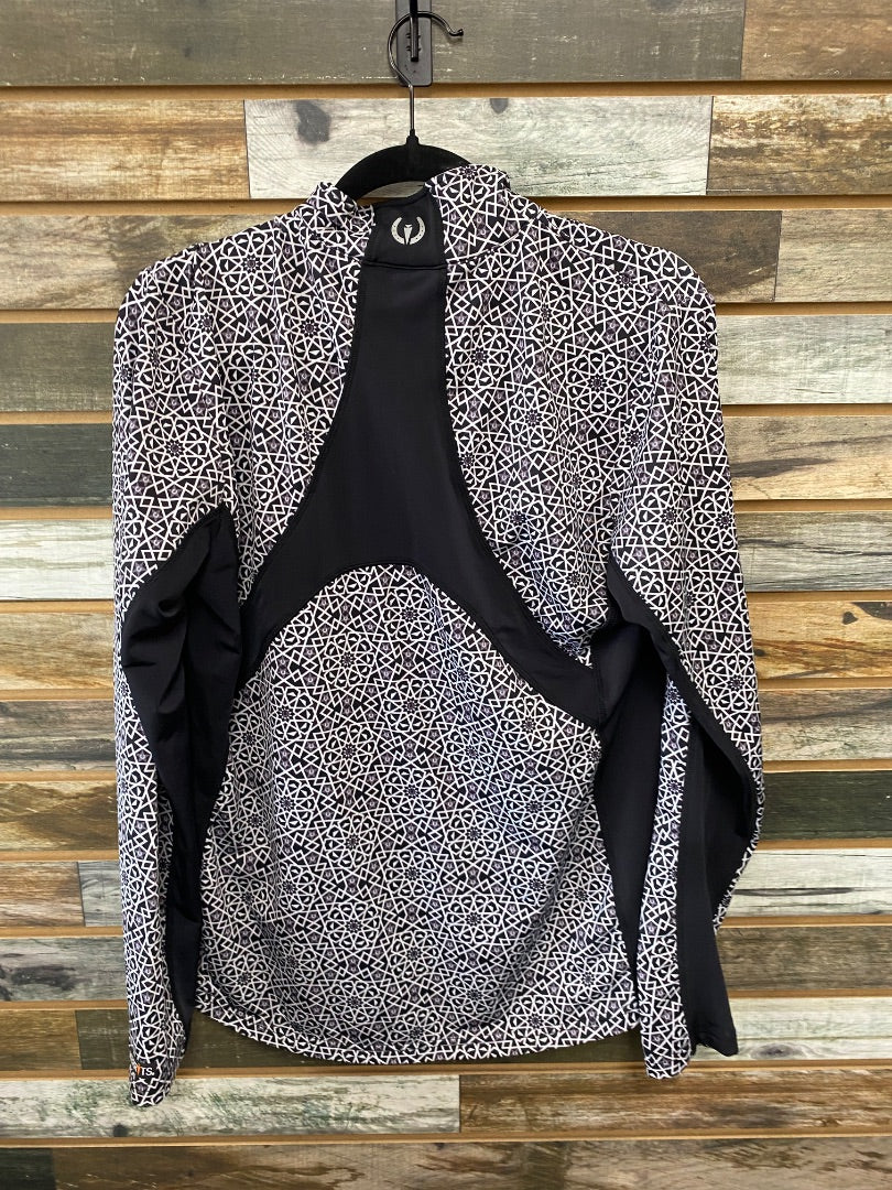 USED Kerrits LS Quarter Zip Large Black/White Pattern