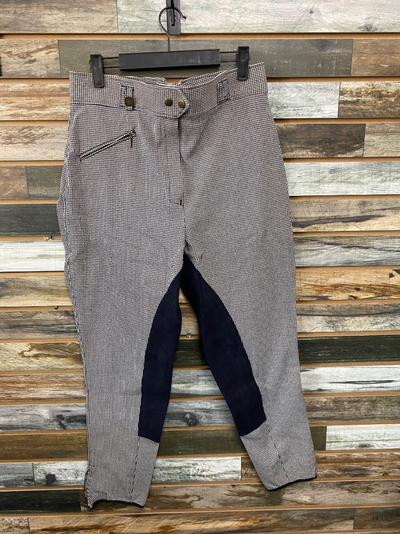 USED Royal Highness Knee Patch Breeches 34R Black & White