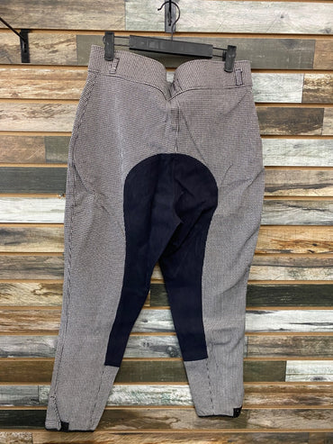 USED Royal Highness Knee Patch Breeches 34R Black & White