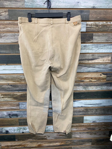 USED On Course Knee Patch Breeches 34 Tan