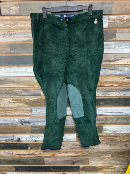 USED Millers Velvet Knee Patch Breeches 34 Dark Green
