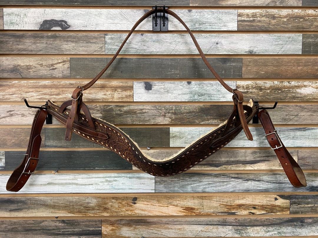 USED  BuckStiched Tripping Collar Horse Dark Oil