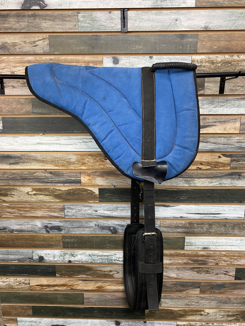 USED Professional Equine Bareback Pad with Girth  Blue